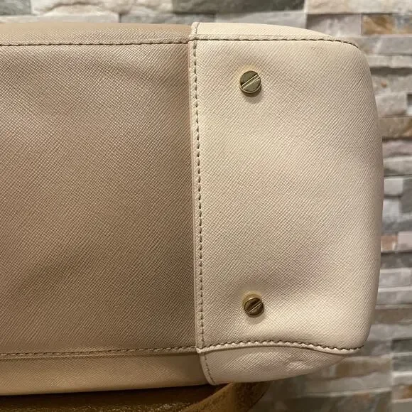 Tory Burch Robinson Double Zip Tote, Rare Color | Oatmeal Ivory Saffiano Leather - Picture 13 of 15